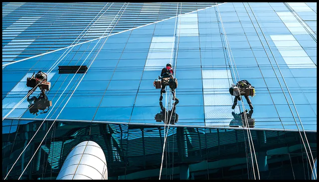 high rise window cleaners complex glass building min 640w